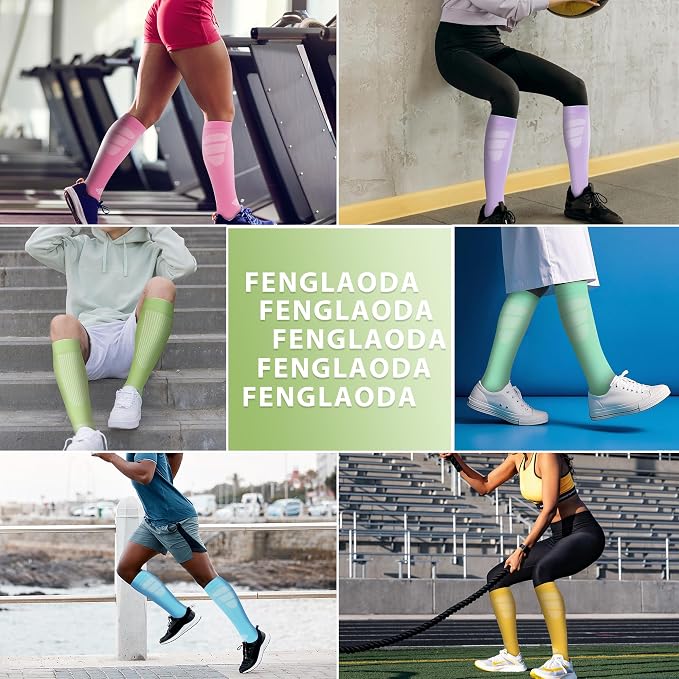 fenglaoda Compression Socks Women Men 6 Pairs, Knee High Best Support Circulation Socks for Running, Travel, Flight, Nurse - Image 5