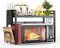 2 Tier Expandable Microwave Stand countertop,Microwave Oven Rack | microwave shelf with Cutting Board Holder and Knife Holder, storage shelves for pans &appliances,8 Hooks,55lbs max load,Black by NETELOfficial