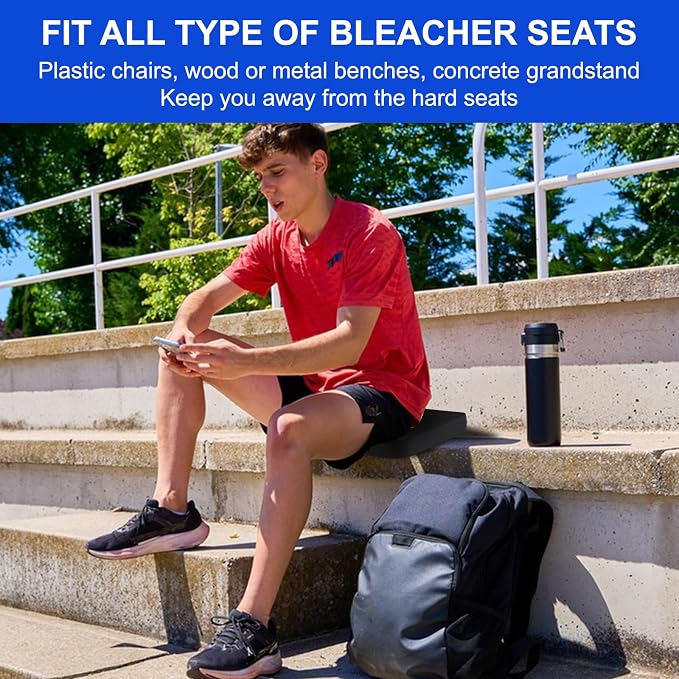 Stadium Seat Cushions 2-Pack 4-Pack, Extra Thick 2.5 Inches, Oxford Fabric, U-Shaped Ergonomic Design, Waterproof & Portable Bleacher Cushions with Carrying Handle (Black, 2-Pack) - Image 6