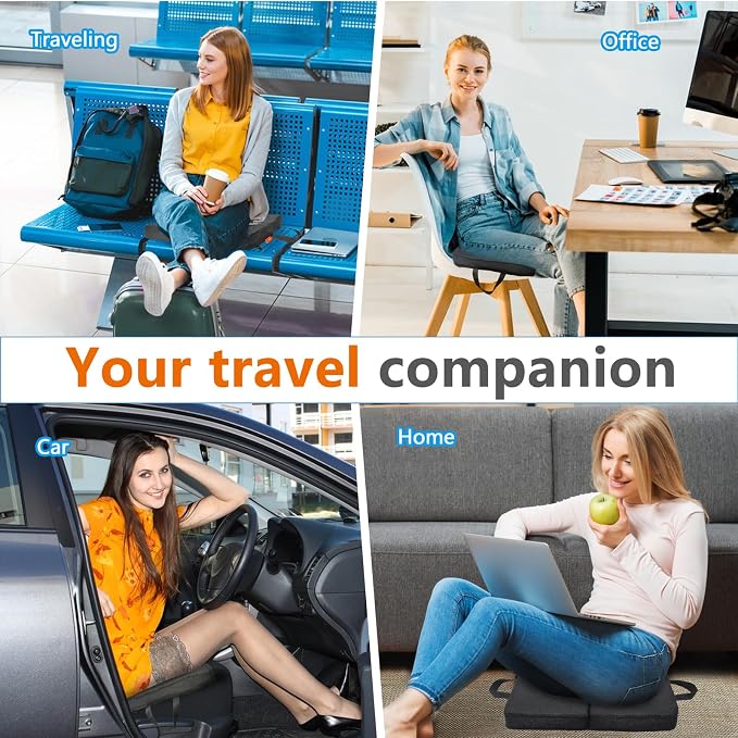Portable Seat Cushion for Stadium Breathable Foldable Seat Cushion for Airplane,Bleacher,Office Chair,Black - Image 8