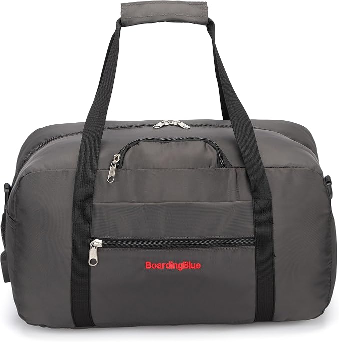17x10x9 United Airline Personal Item Under Seat Duffel Bag With Free Pillow And USB Port (Grey) by Boardingblue