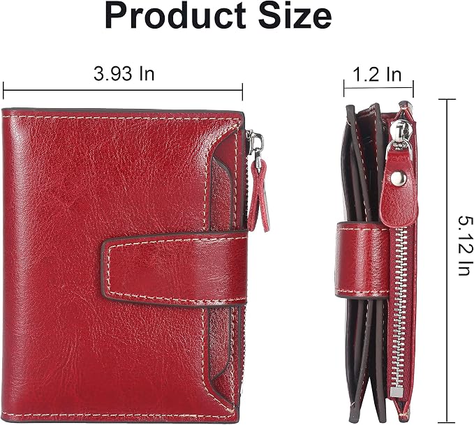 Small Compact Women Wallet RFID Blocking Genuine Leather Bifold Purse with ID Windows - Image 5