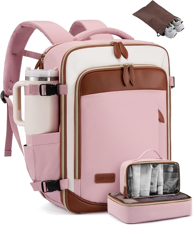LOVEVOOK 40L Travel Backpack Carry On Airline Approved, Large Backpack with 3 Packing Cubes, TSA Travel Essentials Carry On Bag, Waterproof Weekender Overnight Luggage Daypack, Fits 17.3 Inch Laptop by LOVEVOOK