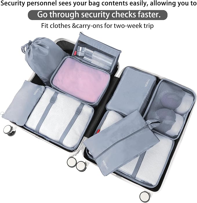 9 set Packing Cubes for Travel,Effortless Organization Cube for Quick Packing& Unpacking, Travel Must Have Suitcase Organizer Essentials for any Journey,Cruise,Business trip,Camping,hiking,Vacation. - Image 3