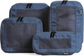 Compression Packing Cubes for Travel, 4-Pack, Dark Blue | Solves overpacking, 4-Piece set fits most carry-ons, 50% Space savings, Compression luggage organizer bags by Aerotrunk