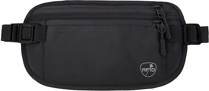 Money Belt, Hidden Travel Wallet for Passport, RFID Blocking Passport Pouch, Passport Holder for Travel, Undercover Fanny Pack(Black) by SUPACOOL