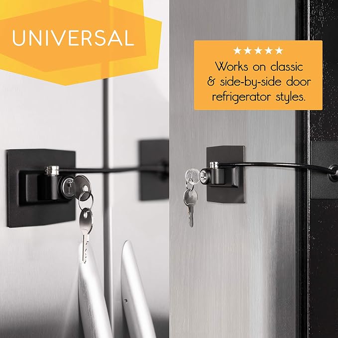 Premium Refrigerator Lock with Built-in Keyed Lock (Black) - Image 4