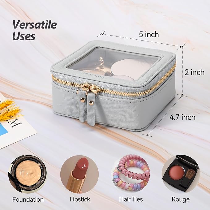 Aveniee Clear Makeup Bag Small, Mini Travel Toiletry Bag Cosmetic Bags Organizer, TSA Approved Clear Makeup Case Pouch with Zipper, Car Essentials for Women Men,Blue - Image 4