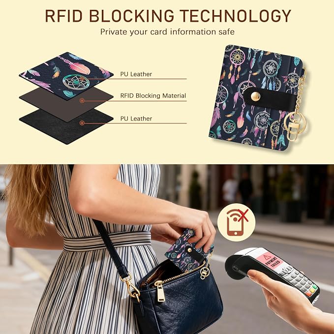 Jogjam Dream Catchers Rfid Women Wallet, Small Slim Credit Card Holder | PU Leather Bifold Cash Zipper Coin Pocket ID Window, for Female Ladies Teen Girls Girly Gifts - Image 3