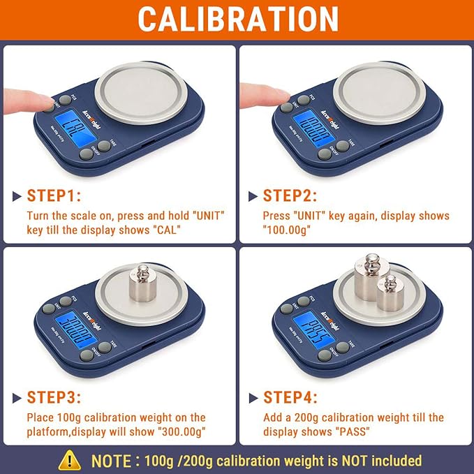 AccuWeight Digital Gram Scale with 300g/0.01g Small Pocket Coffee Scale with High Accuracy, Jewelry Scale with Tare and Calibration for Kitchen Food Scale - Image 3
