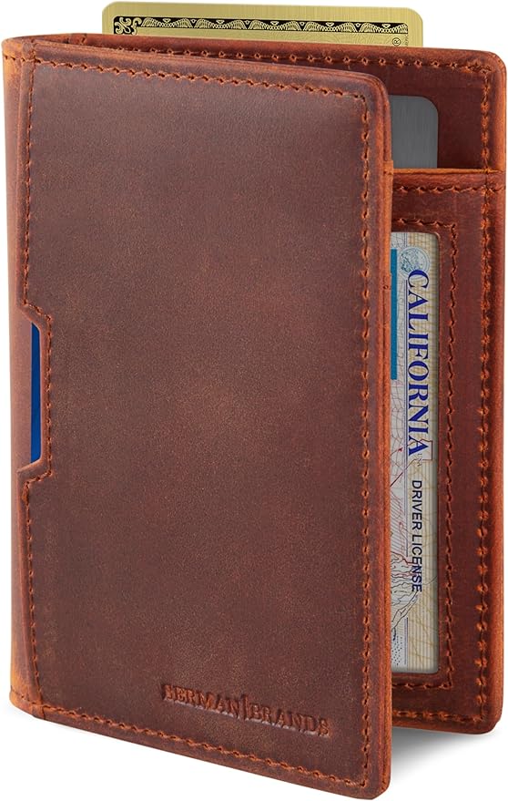 SERMAN BRANDS - Wallets for Men Slim Mens leather RFID Blocking Minimalist Card Front Pocket Bifold Travel Thin by SERMANBRANDS