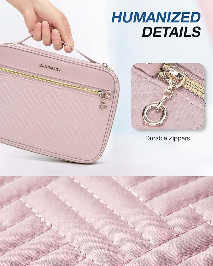 BAGSMART Electronics Travel Organizer, Portable Tech Accessories Cord Storage Case for Charging Cables, Pink - Image 4