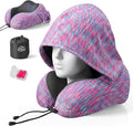 SkytraxComf® Travel Neck Pillow with Hood for Privacy on Long Flights | Memory Foam | Airplane Sleep | Safety-Tested Materials | Extra Large Hood | Chin Support | Earplugs | Washable Cover by SKYTRAXCOMF