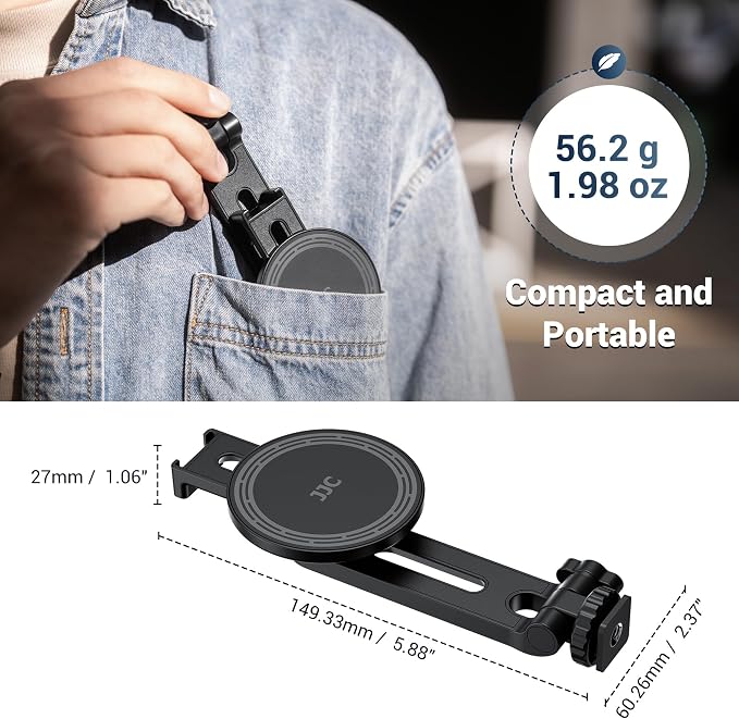 Magnetic Camera Cold Shoe Phone Tripod Mount Holder w Rotatable Cold Shoe | Adjustable Cell Phone Tripod Adapter Attachment with 1/4"-20 Hole for Magsafe iPhone 17 16 15 14 13 12 Pro Max Live Streaming - Image 8