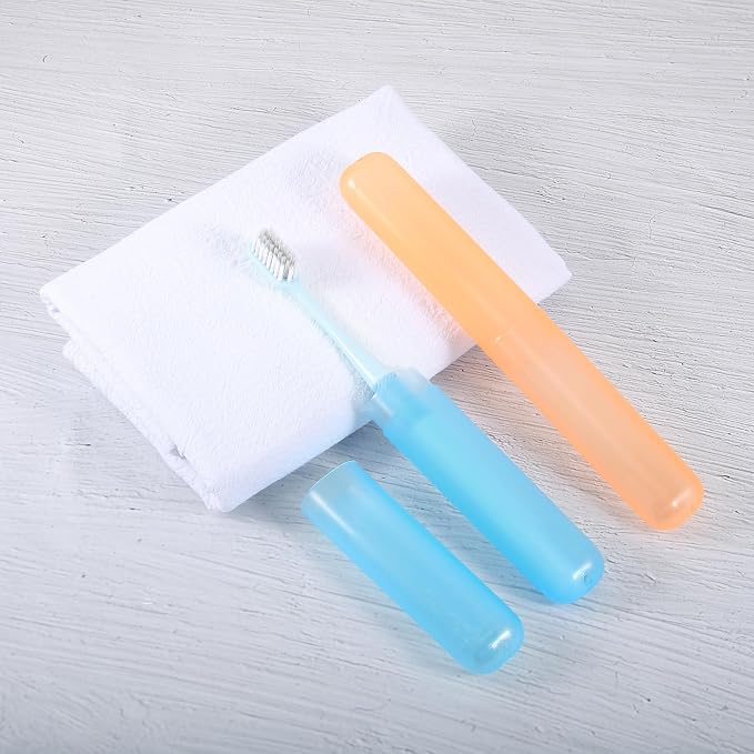 VOCOSTE 2Pcs Travel Toothbrush Case, Blue&Orange | Moisture-Proof Keeps Brush Fresh, Compact for Tight Bags, 2-Pack for Sharing, Essential for Couples - Image 7