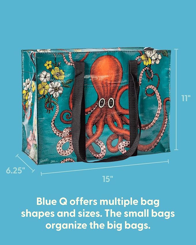 Blue Q Reusable Shoulder Tote Bag – Carry Everywhere Bag with a Hefty Zipper, Durable, Fun Design, 95% Recycled Material - Image 2
