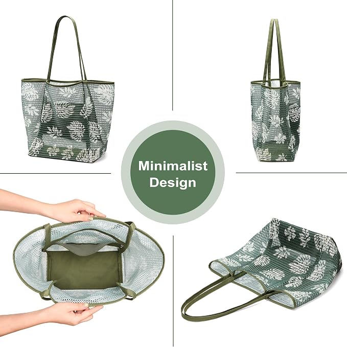 KALIDI Beach Mesh Tote Bag, Casual MAX 23L Summer Foldable Hobo Bag Women | Sandproof Widen Strap Large Shoulder Bag For Lake Pool Vacation Travel Picnic Grocery Market Shopping Carrier - Image 5