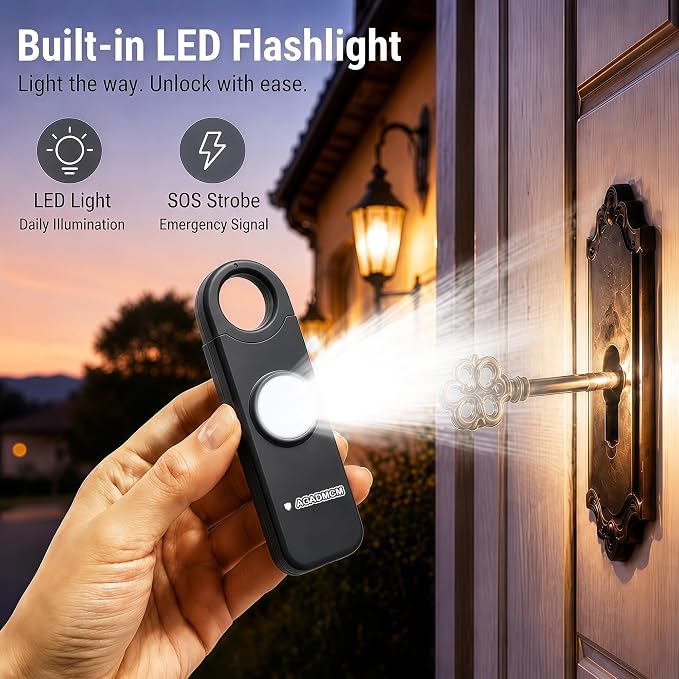 Rechargeable Personal Safety Alarm for Women | 130dB Loud Siren & Strobe Light & Low Battery Notice, Emergency Keychain Alarm for Self Defense (Charcoal Black) - Image 5