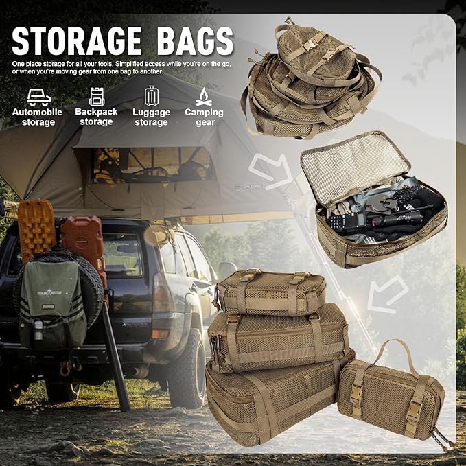 4 Set Tactical Packing Cubes ，Compressible Mesh Duffle Storage Bag,Portable Edc Molle Pouch Organizer. - Image 5