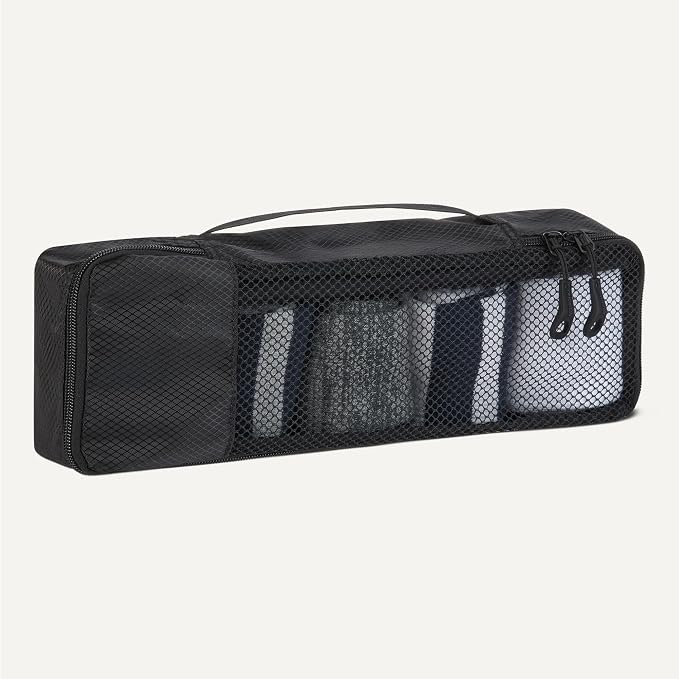 Amazon Essentials 4-Piece Packing Cubes Travel Accessories Set, Luggage Organizer with Double Zipper, Mesh Top, Space-Saving, Slim, Black (Previously Amazon Basics) - Image 4