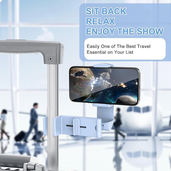 Perilogics Airplane Phone Holder Mount Universal in Flight Hands Free Viewing with Multi-Directional Dual 360 Degree Rotation (Blue) - Image 5