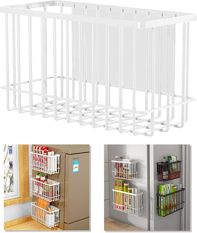 Magnetic Shelf Fridge Basket Bin for Washer Dryer Locker Whiteboard Cabinet | No Drilling No Assembly, Reusable Magnet Organizer Kitchen Laundry Storage Rack Container Holder Home Office Classroom by LIFEFAN