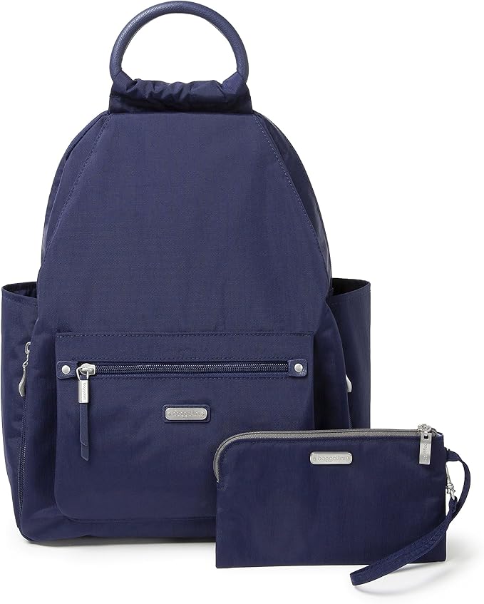 Baggallini Womens With Rfid Phone Wristlet All Day Backpack, Navy, One Size US by baggallini