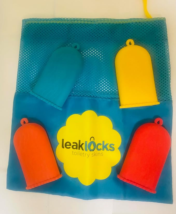 Rinseroo LeakLocks® Toiletry Skins 4-Pack w/Travel Bag | "Elastic Sleeve for Leak-Proofing, Fits Standard/Travel Sized Toiletries, Reusable Accessory, For Suitcase/Carry-on " - Image 7