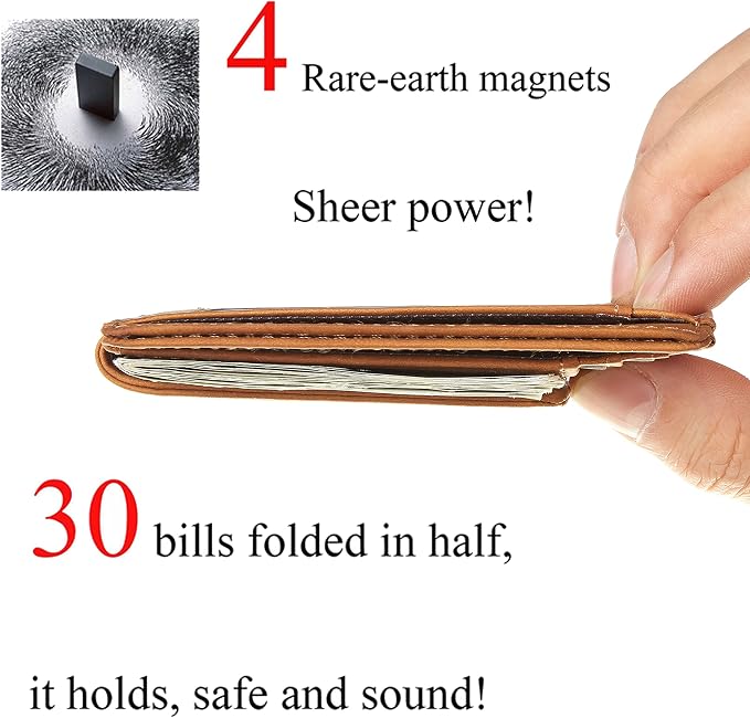Toughergun Slim Wallet for Men RFID Blocking Money Clip, Minimalist Front Pocket Credit Card Holder, Magnetic Thin Mens Wallets with ID Window - Image 4