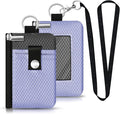 Minimalist RFID Blocking Small Wallet with ID Window,WaterResistant Zip Id Case Wallet with Lanyard Keychain for Cards,Cash,Travel,Women,Men (Lavender Purple/DarkGrey) by CCUMI