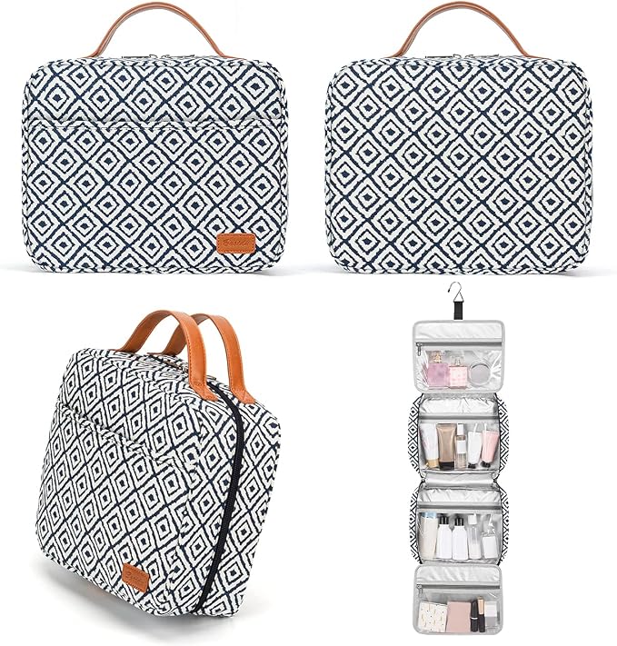 Hanging Travel Toiletry Bag,Large Capacity Cosmetic Travel Toiletry Organizer for Women with 4 Compartments & 1 Sturdy Hook,Perfect for Travel/Daily Use/Christmas - Image 3
