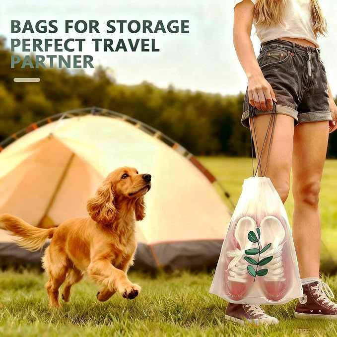 Clear Shoe Bags for Travel 15.7” x 11.8”, 3 Pattern Design Travel Shoe Bags, Drawstring Shoe Travel Bags for Packing and Storage, Waterproof & Dustproof (6PCS) - Image 6
