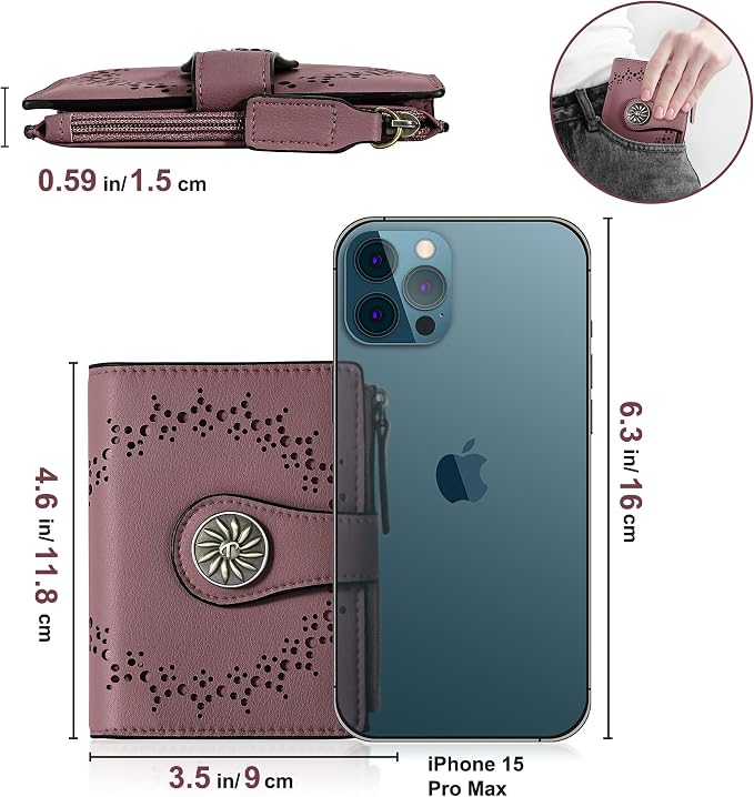Tipmile Small Wallet for Women Bifold RFID Blocking Card Holder Leather Wallets with Zipper Coin Pocket - Image 8