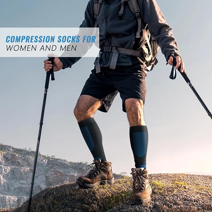fenglaoda Compression Socks Women Men 4 Pairs, Knee High Support Socks for Running, Sports, Travel, Flight, Nurse - Image 5