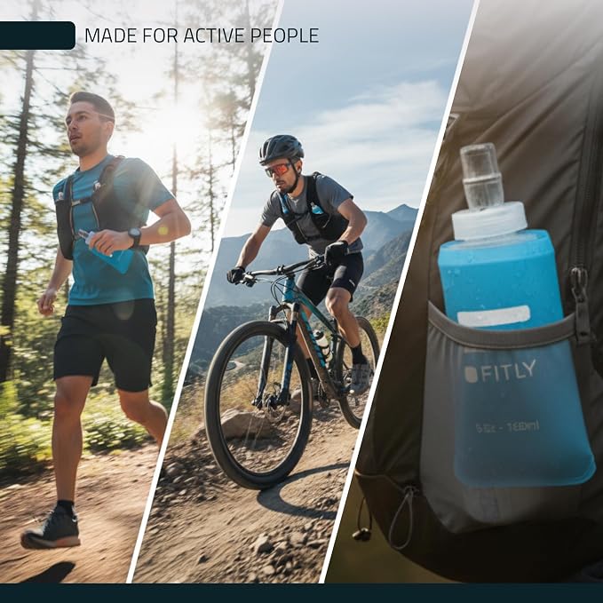 FITLY Soft Flask - Shrink As You Drink Soft Water Bottle for Hydration Pack - Folding Water Bottle Ideal for Running, Hiking, Cycling, Climbing & Rigorous Activity - Image 7