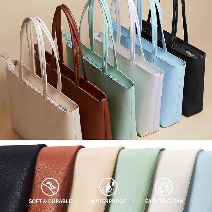 KALIDI Tote Bag Zipper Shoulder Bag Vegan Leather Purses Satchel for Women | Large Casual Handbag for Work Commuting Dating College Everyday - Image 6
