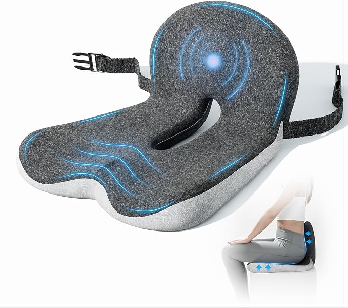 Truck Driver Seat Cushion, Memory Foam L-Shaped Ergonomic Cushion for Office Chairs, Comfort & Support for Long Sitting by jpinlr
