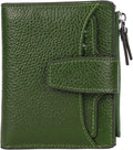 Women's RFID Blocking Leather Small Compact Bi-fold Zipper Pocket Wallet Card Case Purse with id Window by AINIMOER