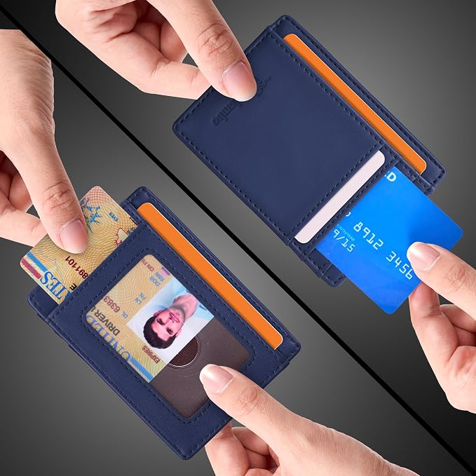 Travelambo Slim Wallet Front Pocket Minimalist Leather RFID Blocking Medium Size - Image 8