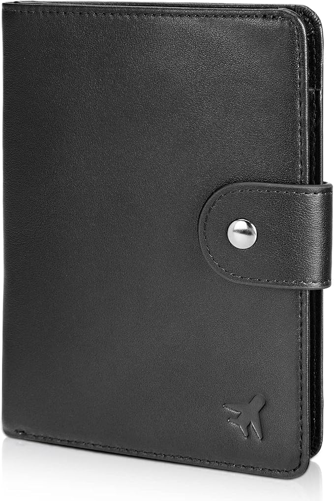 Polare Luxury RFID Blocking Leather Passport Holder Travel Wallet For Men and Women (Black(Snap Version)) by polareoriginal