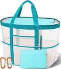 Chic Cruise Essentials Beach Bag for Women, Large Zip Top Tote, 11 Pockets | 40L+ Spacious;Mesh × Canvas;Zipper Pouch;Secure Zip-Top;Sand-Resistant Base by Yeendibo
