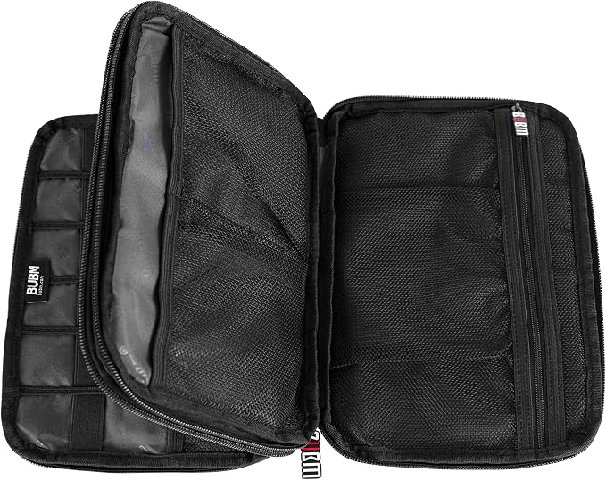 BUBM Double Layer Electronic Accessories Organizer, Travel Gadget Bag for Cables, USB Flash Drive, Plug and More, Perfect Size Fits for iPad Mini (Medium, Black) | Travel Gadget Bag for Cables, USB Flash Drive, Plug and More, Perfect Size Fits for iPad... - Image 3