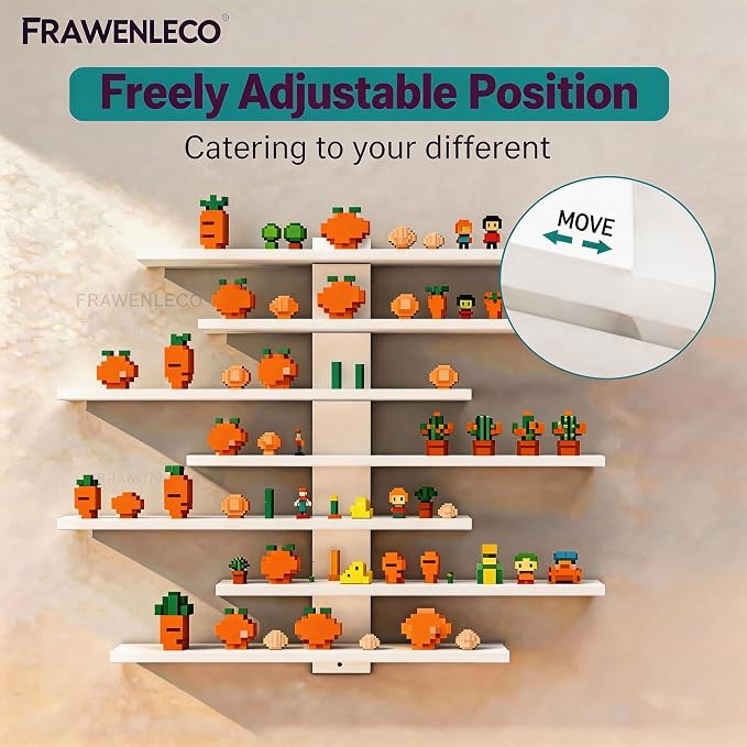 No Drill Floating Shelf for Wall, 7-Tier Wall Mounted Organizer, Damage-Free Display Shelf for Collectibles, Figures, Bathroom Kitchen Storage, White - Image 6