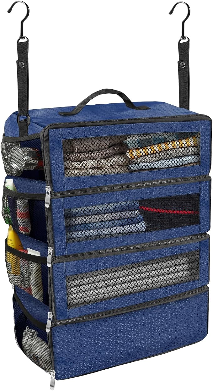 Olosar Suitcase Organizer, Travel Luggage Organizer Portable Hanging Travel Shelves Collapsible Hanging Packing Cubes for Carry on Suitcase by Unknown