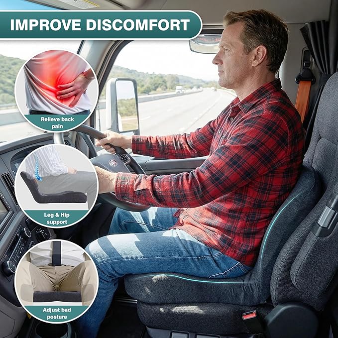 Memory Foam Car Seat Cushion – Ergonomic Driver Seat Cushion for Sciatica & Tailbone Pain, Breathable Non-Slip Car Seat Pad with Lumbar Support for Car, Truck, SUV, Office Chair - Image 6