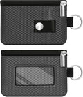 Minimalist RFID Blocking Small Wallet with ID Window,WaterResistant Zip Id Case Wallet with Lanyard Keychain for Cards,Cash,Travel,Women,Men (DarkGrey) by CCUMI