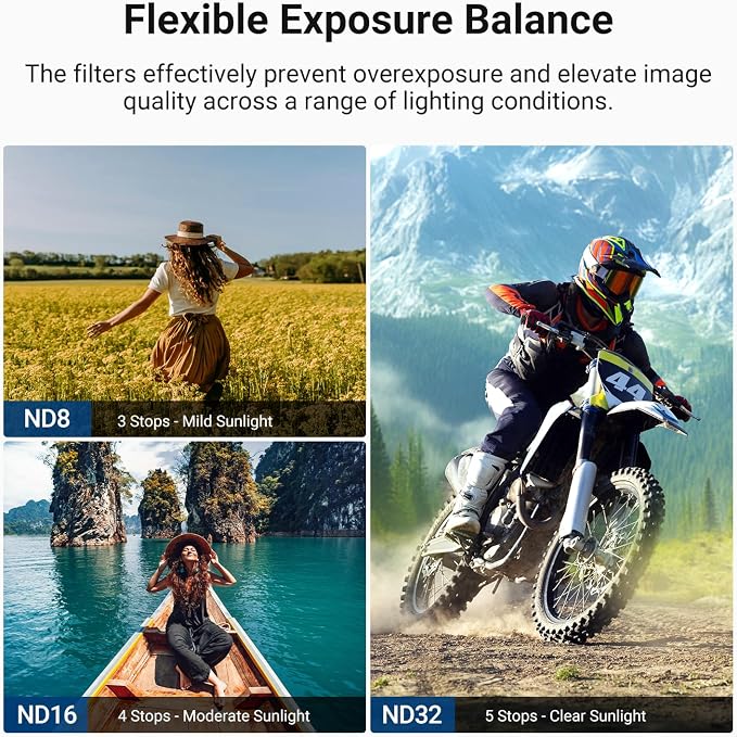 NEEWER CPL + ND Filter Set Compatible with DJI Osmo Action 6 Only, 4 Pack ND8/16/32 Adjustable Circular Polarizing, Lens Polarizer, Screw On Multicoated Action Camera Photography Accessories, FL-B100 - Image 4
