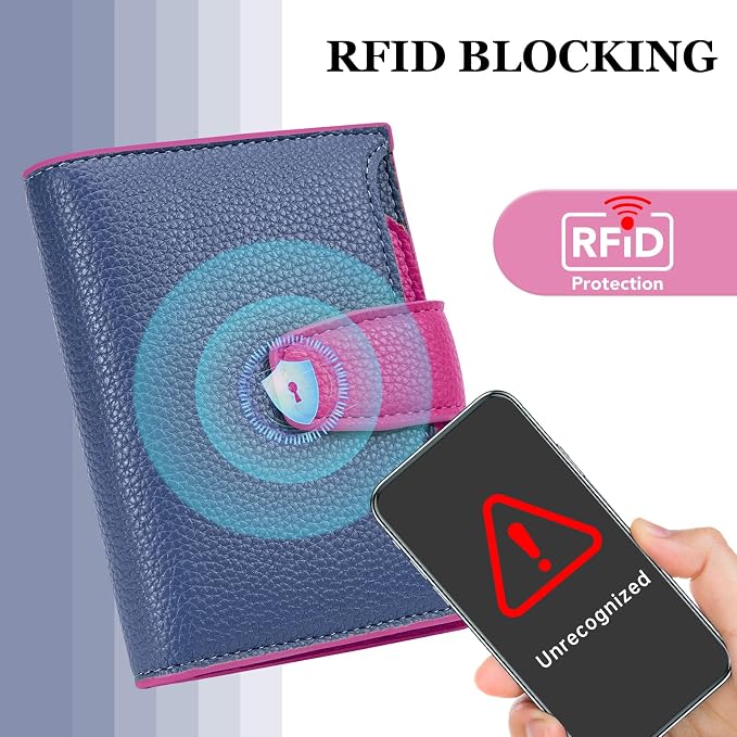 Small Wallet Women RFID Blocking Soft Leather Bifold Compact Card Holder Wallet for Women with Zipper Coin Pocket 4 ID Window - Image 4
