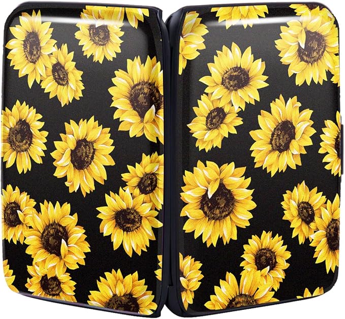 Coco Rossi Credit Card Holder RFID Aluminum Small Mini Wallet Women | Metal Wallet, Business Cards Holder, ID Case, Slim Sleeves, Womens Girls Gift, Carry Proof Wallets for Travel, Sunflower - Image 6