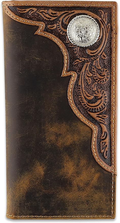 F&L CLASSIC Men's RFID Vintage Look Genuine Leather Long Bifold Wallet Checkbook Wallets,brown,240-82 by FLCLASSIC